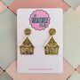 Gingerbread House Glitter Christmas Earrings / Festive Jewellery / Novelty Dangles / Christmas Gift / Sparkly Holiday Accessories, thumbnail 1 of 6