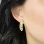 Gold Plated Sterling Silver Feather Stud Earrings, thumbnail 1 of 3