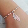 Silver And Rose Gold Duo Feather Slider Memorial Bracelet, thumbnail 1 of 3