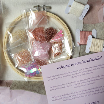 Beaded Embroidery Kit In 'Pink', 7 of 11