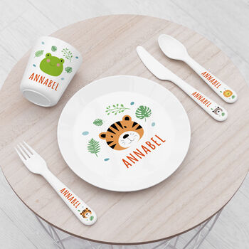 Personalised Kids Jungle Animal Dinner Set, 3 of 6