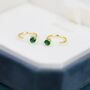 Emerald Green Cz Huggie Hoop Threader Earrings, thumbnail 5 of 11