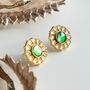 Ariana Emerald Green Gold Plated Stud Earrings, thumbnail 1 of 3