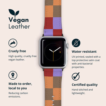 Multi Colour Check Vegan Leather Apple Watch Band, 2 of 7