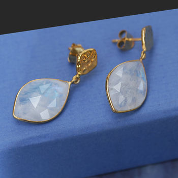 Gemstone Drop Earrings With Hammered Stud, 7 of 8