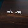 Rhino Stud Earrings In Sterling Silver, thumbnail 3 of 12