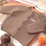 Personalised Nut Brown Luxury Cotton Baby Cardigan, thumbnail 1 of 12