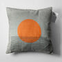 Orange Sun And Black Lines On Grey Cushion Cover, thumbnail 5 of 7