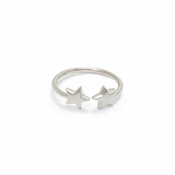 Adjustable Double Star Ring In Sterling Silver, 2 of 4