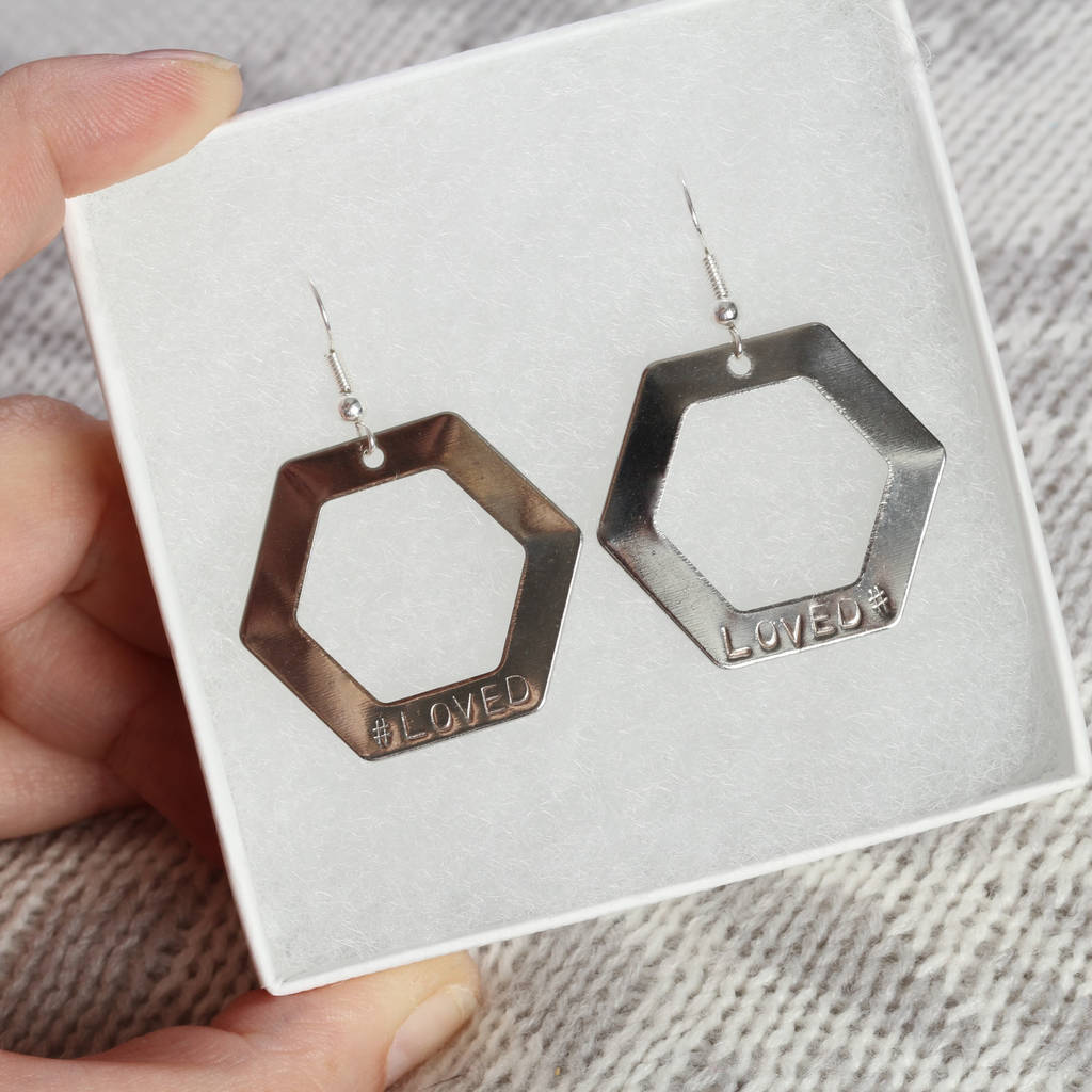 Personalised Hexagon Earrings Gift For Her, 1 of 7