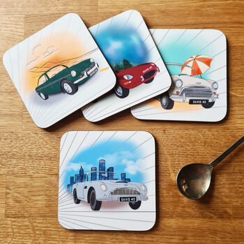 Personalised Set Of Four Classic Car Coasters, 3 of 9