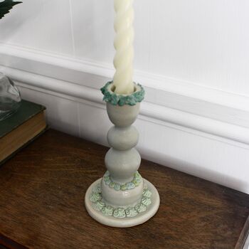 Ceramic Candlestick In Green, 2 of 4