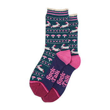 Bunny Rabbit Woodlands Bamboo Ankle Socks Women's Green, 3 of 3