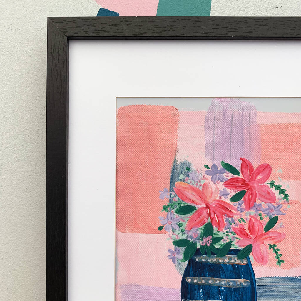Flower Vase Hand Painted Print By Mia Felce