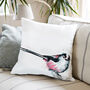 Inky Long Tailed Tit Large Luxury Cushion And Inner, thumbnail 2 of 4