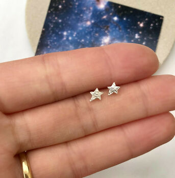 Mini Textured Star Earrings, 8 of 12