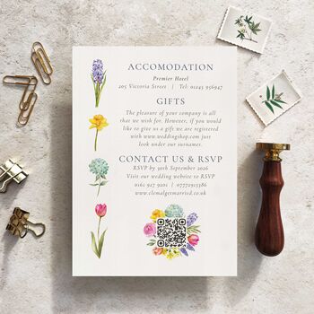 Spring Flowers Flat Evening Wedding Invitations, 2 of 9