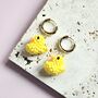 18ct Gold Plated Bead Rubber Duck Huggie Earrings, thumbnail 3 of 4