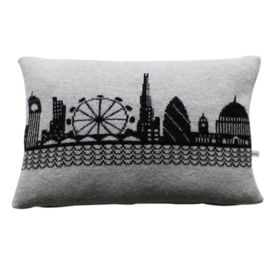 Knitted Lambswool London Cushion By Sally Nencini