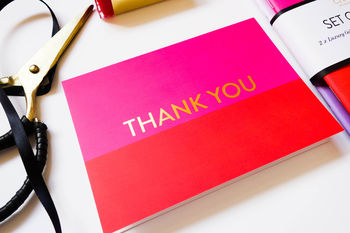 Fuchsia And Gold Foil Thank You Card, 2 of 6