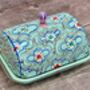 Handpainted Turquoise Butter Dish, thumbnail 3 of 5