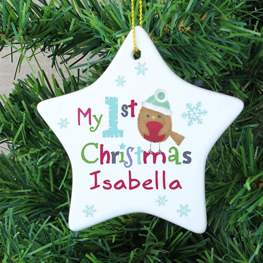 Personalised Robin 'My 1st Christmas' Ceramic Star, 1 of 2