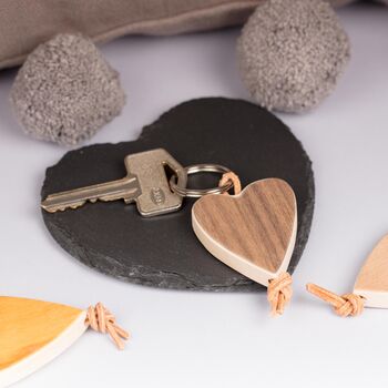 Handmade Maple Wood Heart Key Ring, 4 of 6