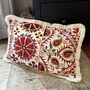 Oblong Silk Embroidered Suzani Cushion Multicoloured, thumbnail 7 of 11