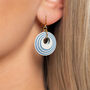Cream And Blue Stripey Circular Earrings, thumbnail 2 of 7