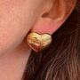 Zuri Vintage Style Ribbed Heart Hollow Stud Earrings, thumbnail 5 of 6