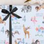 Three Sheets Of 4th Birthday Blue Zoo Animals Wrapping Paper, thumbnail 1 of 2