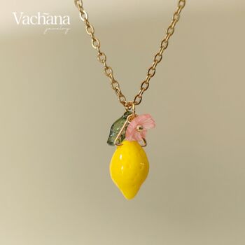 Sweet Yellow Lemon Charm Necklace, 3 of 4