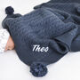 Personalised Cable Knit Pom Pom Blanket Steel, thumbnail 5 of 9