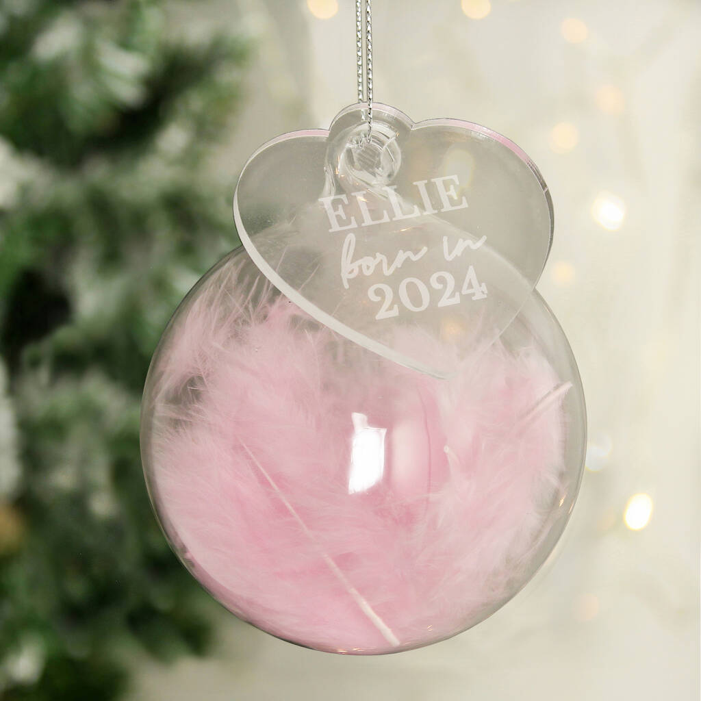 Personalised New Baby Girl Pink Bauble, 1 of 3