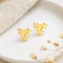 Gold Plated Sterling Silver Triple Star Stud Earrings – 8mm, thumbnail 1 of 3