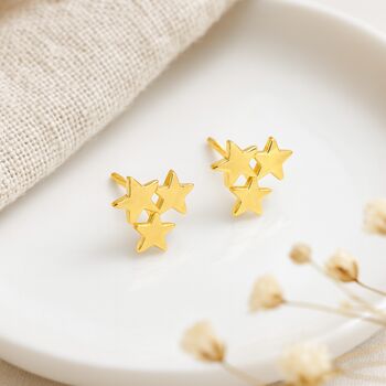Gold Plated Sterling Silver Galaxy Star Stud Earrings – 8mm, 3 of 4