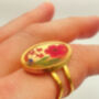 Cocktail Ring With Red Flowers In Gold Or Silver, thumbnail 10 of 10