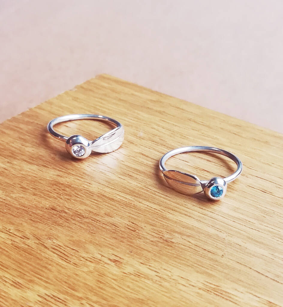Child's Leaf Ring With Birthstone By Louise Buchan | notonthehighstreet.com