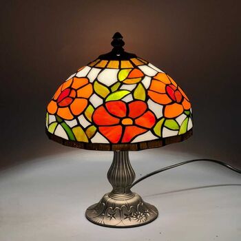 Floral Tiffany Table Lamp, Home Decor, Handmade Antique, 7 of 12
