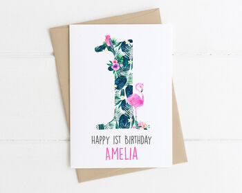 Personalised Children's Birthday Card Flamingo, 3 of 7