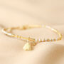 White Semi Precious Beaded Bracelet In Gold Plating, thumbnail 2 of 3