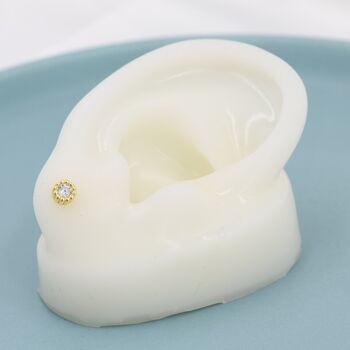 Sterling Silver Dotted Bezel Birthstone Stud Earrings, 6 of 12