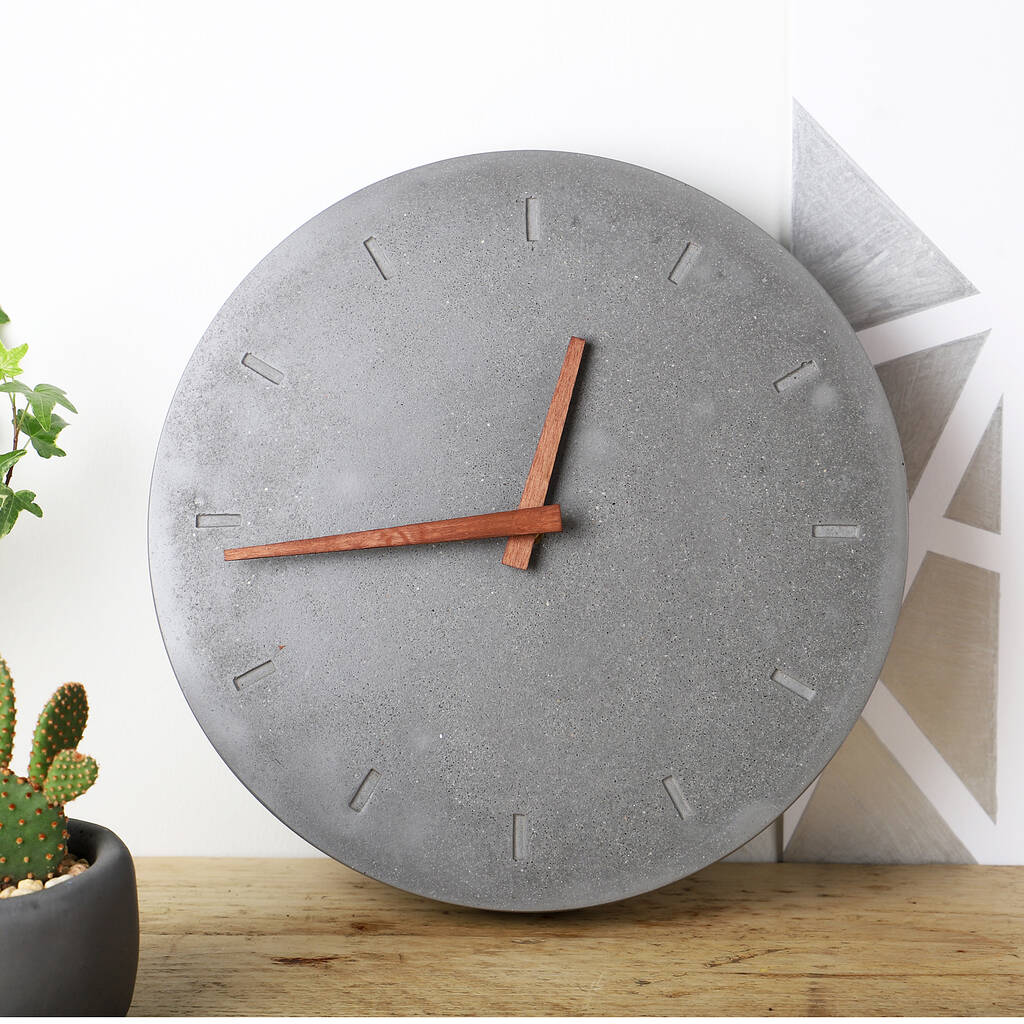 Minimalist Concrete Wall Clock By Segment 9