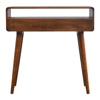 Modern Curved Chestnut Console Table, 11 of 12