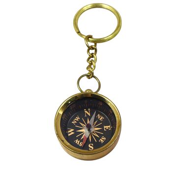 Personalised Vintage Finish Brass Compass Keyring, 6 of 10