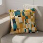 Decorative Cushion Cover In Oblong Lumbar Shape, Mustard And Teal Abstract Design, thumbnail 10 of 12