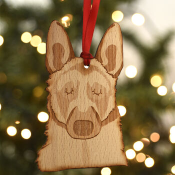 German Shepherd Dog Wooden Christmas Tree Decoration, 2 of 5