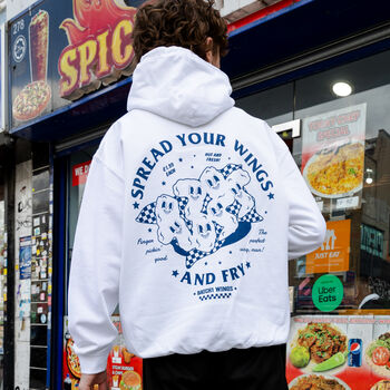 Spread Your Wings Unisex Fried Chicken Hoodie In White, 4 of 7