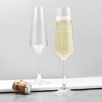 Personalised Couples' Flute Set Champagne Glasses, 2 of 5