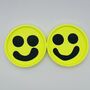Smiley Face Coasters/ Trays Neon Yellow Set Of Two, thumbnail 7 of 12